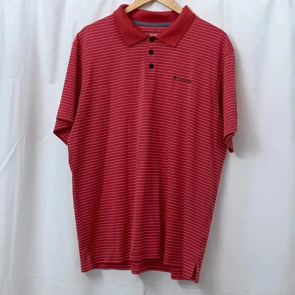 Men’s Columbia Short Sleeve Striped Golf Polo Size XL EUC